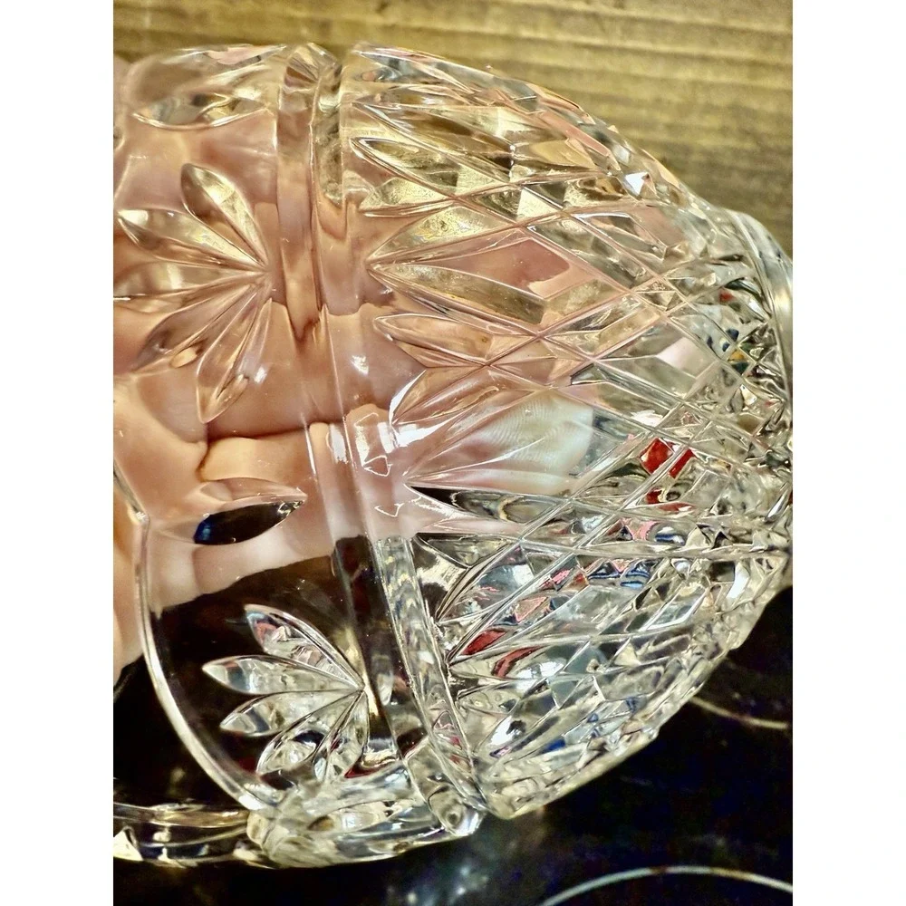 VTG Teleflora 24% Lead Crystal Clear Glass Czech Republic Floral Basket-stunning